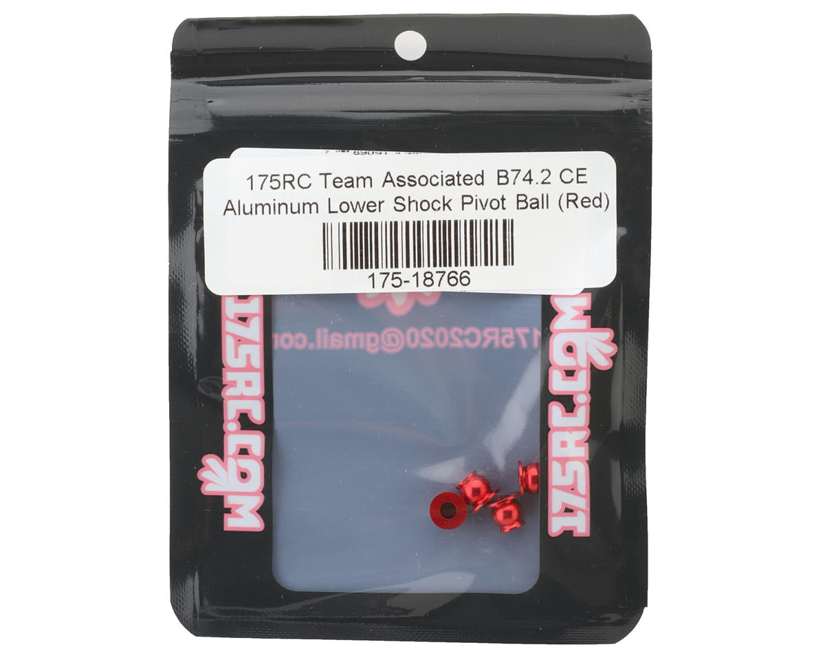 175RC Team Associated B74.2 CE Aluminum Lower Shock Pivot Ball (Red) (4)