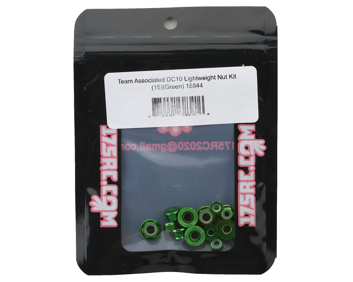 175RC Team Associated DC10 Lightweight Aluminum Nuts Kit (Green) (15)