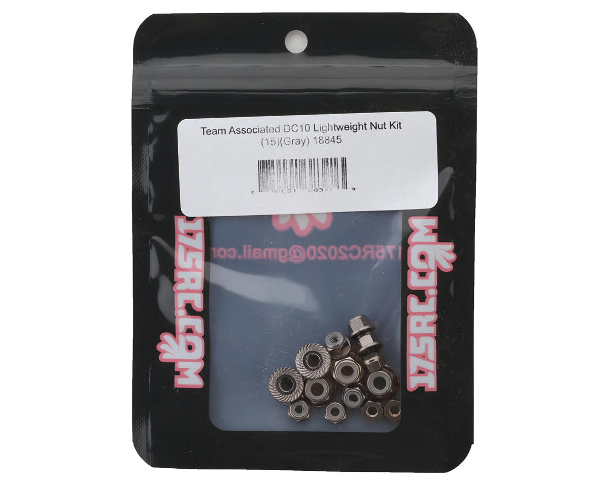 175RC Team Associated DC10 Lightweight Aluminum Nuts Kit (Grey) (15)