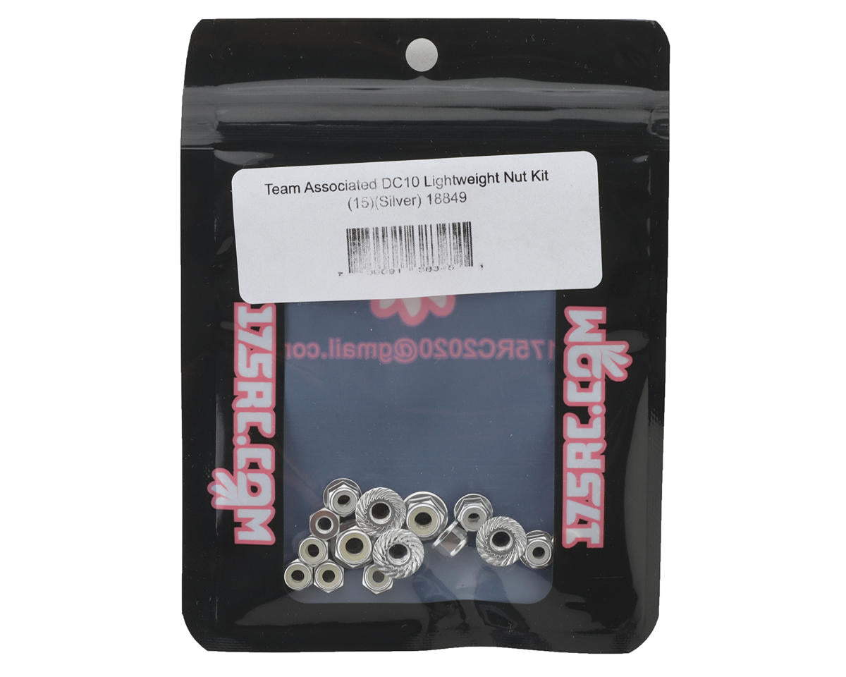 175RC Team Associated DC10 Lightweight Aluminum Nuts Kit (15) (Silver)