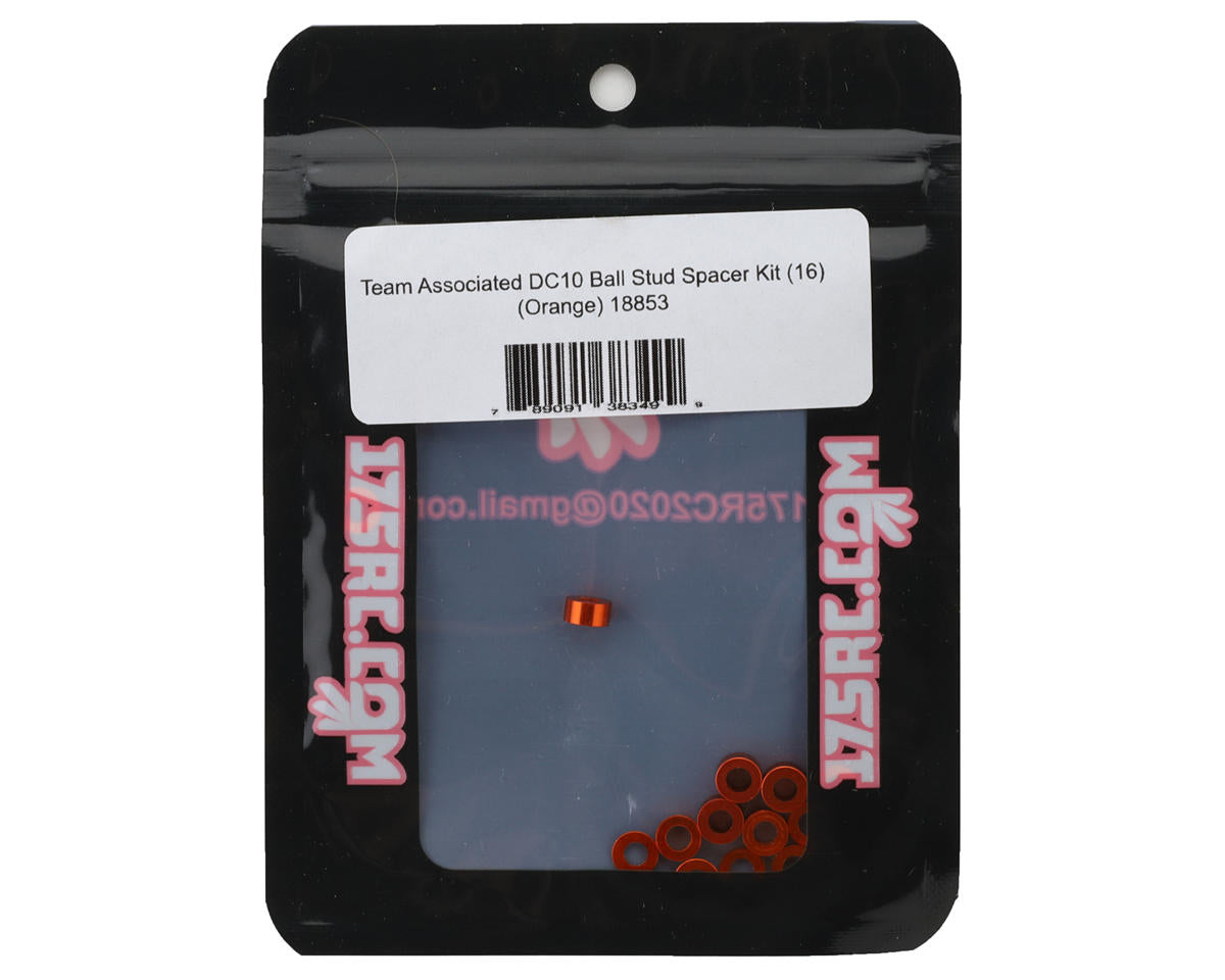 175RC Team Associated DC10 Aluminum Ball Stud Spacers Kit (Orange) (16)