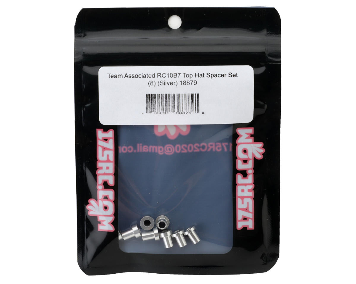 175RC Team Associated RC10B7 Caster Hat Spacer Bushings (Silver) (8)