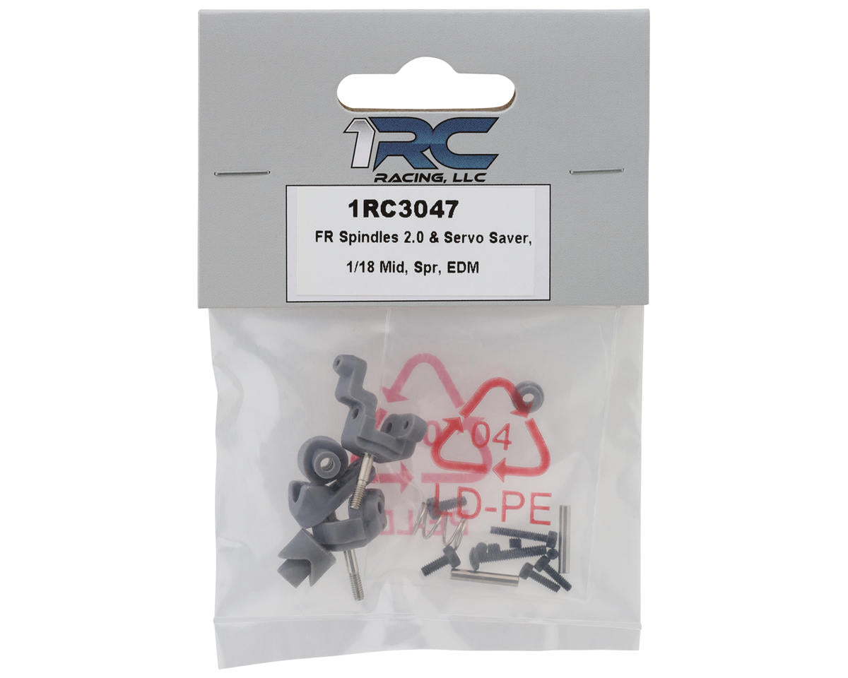 1RC Racing 1/18 Front Spindles & Servo Saver Assembly (Midget/Sprint/EDM)