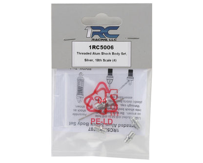 1RC Racing 1/18 Threaded Aluminum Shock Body Set (Silver) (4)