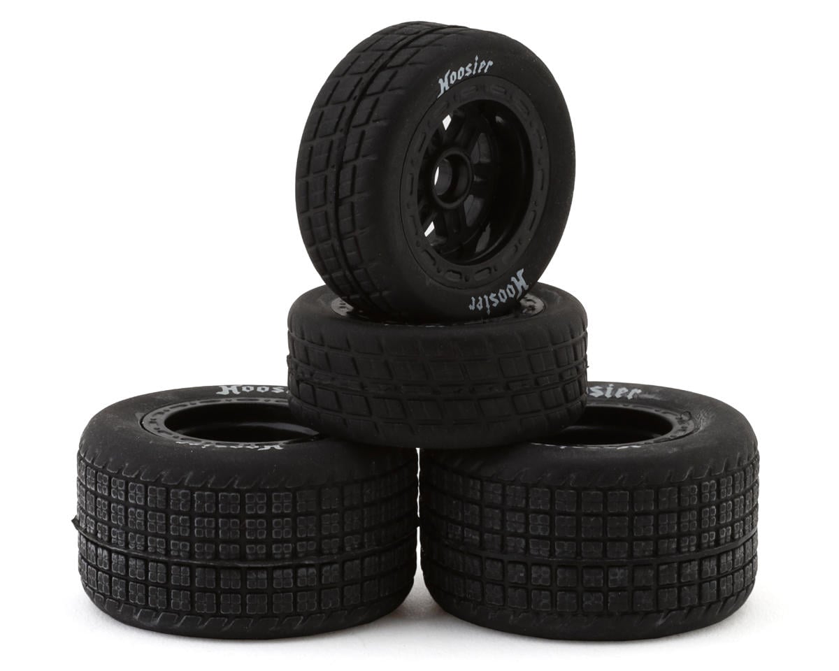 1RC Racing Pre-Mounted 1/18 Midget Hoosier Tires (Black) (4) (F/R) (Soft)