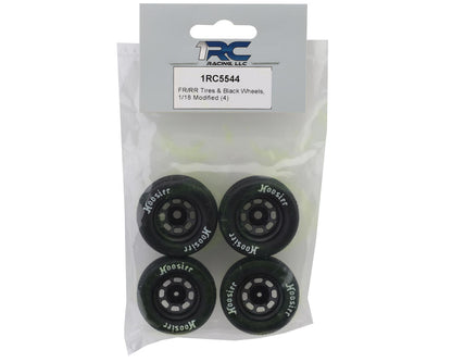 1RC Racing Pre-Mounted 1/18 Modified Hoosier Tires (Black) (4) (F/R) (Standard)