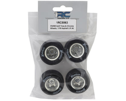 1RC Racing Pre-Mounted 1/18 Asphalt Late Model Hoosier Tires (Chrome) (4) (F/R)