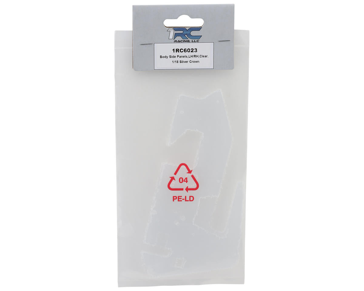 1RC Racing 1/18 Silver Crown Lexan Side Panels (2) (Clear)