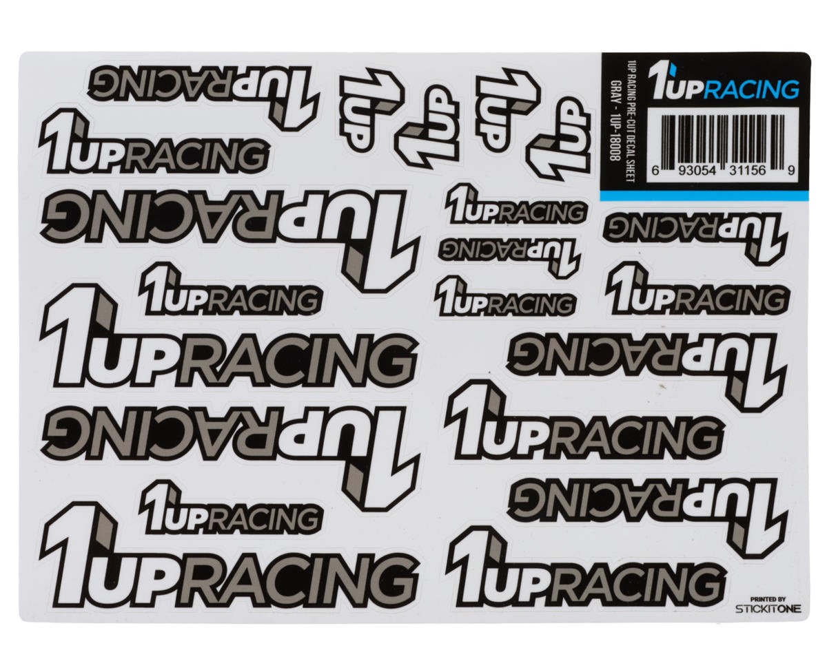 1UP Racing Pre-Cut Decal Sheet (Grey)