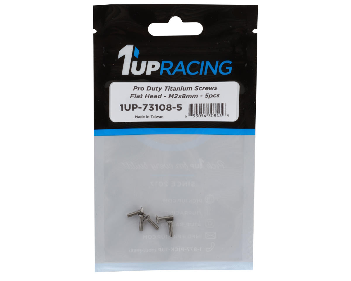 1UP Racing 2mm Titanium Pro Duty Flat Head Screws (5) (2x8mm)