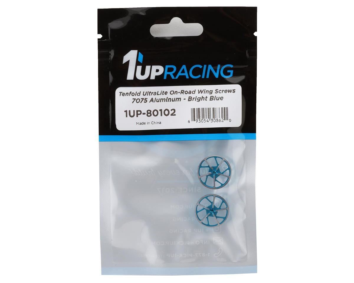 1UP Racing Tenfold UltraLite Aluminum Wing Screws (Bright Blue) (2)
