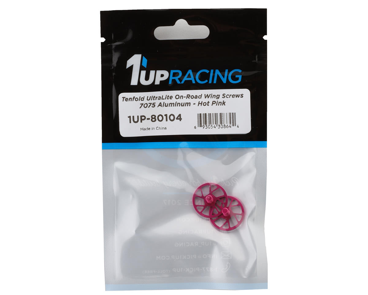 1UP Racing Tenfold UltraLite Aluminum Wing Screws (Hot Pink) (2)