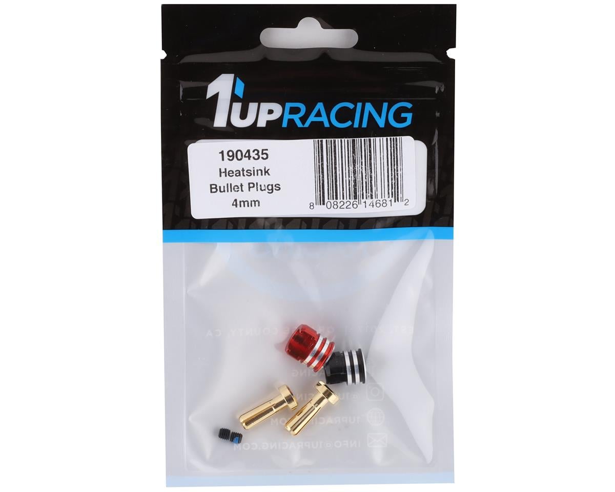 1UP Racing Heatsink Bullet Plug Grips w/4mm Bullets (Black/Red)