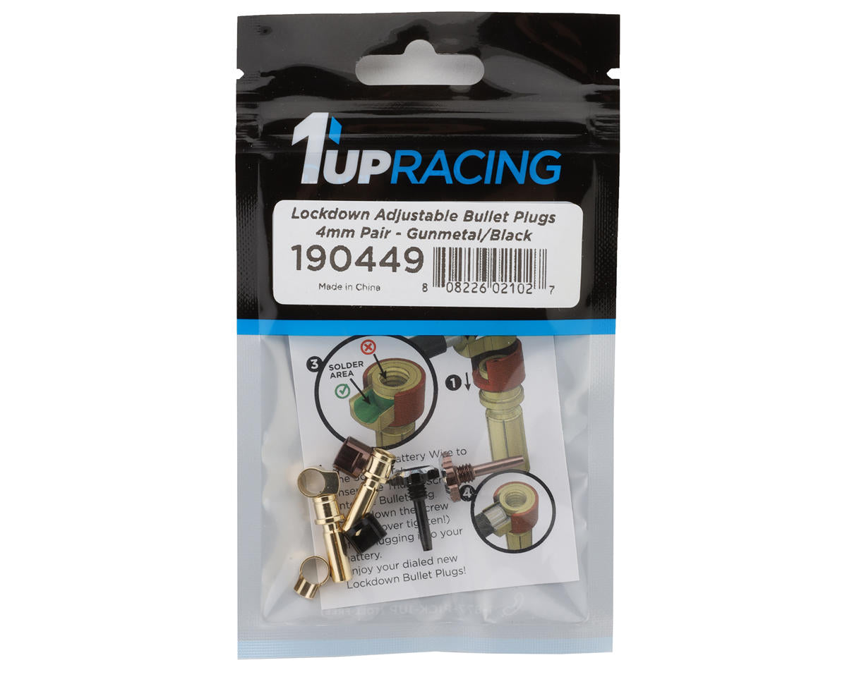 1UP Racing "Lockdown" Adjustable Bullet Plug Grips w/4mm Bullets