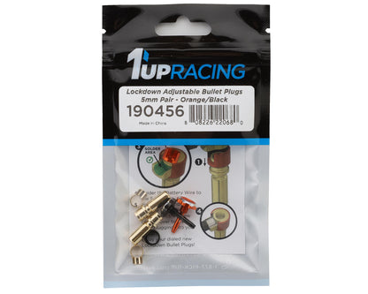 1UP Racing "Lockdown" Adjustable Bullet Plug Grips w/5mm Bullets (Orange/Black)