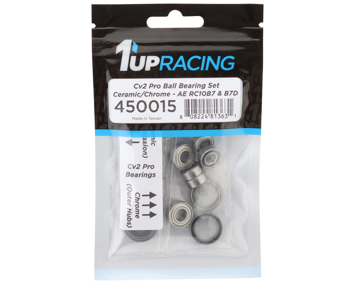 1UP Racing AE RC10B7/RC10B7D Cv2 Pro Ball Bearing Set (Ceramic/Chrome)