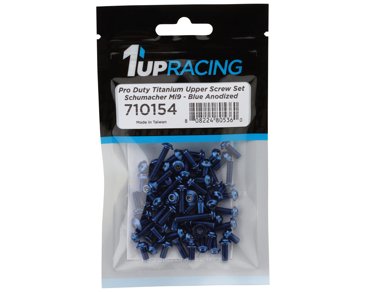1UP Racing Schumacher Mi9 Pro Duty Titanium Upper Screw Set (Blue)