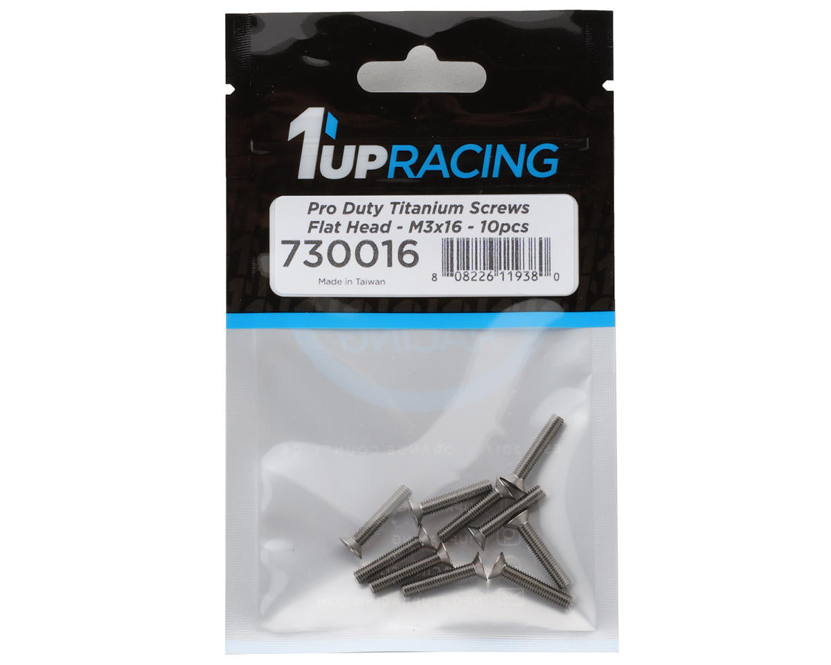 1UP Racing Titanium Pro Duty Flat Head Screws (10) (3x16mm)