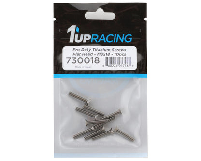 1UP Racing Titanium Pro Duty Flat Head Screws (10) (3x18mm)