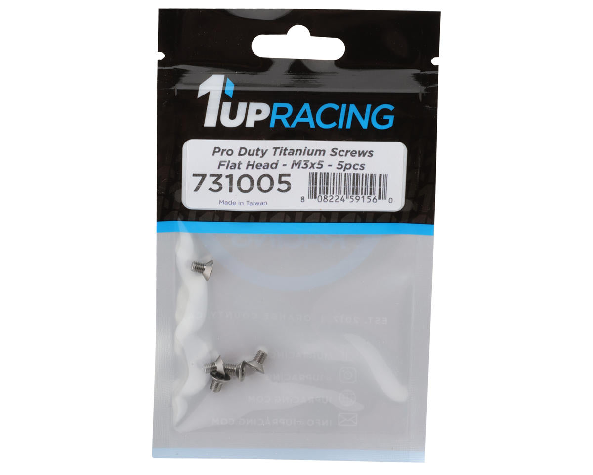 1UP Racing 3mm Titanium Pro Duty Flat Head Screws (5) (3x5mm)