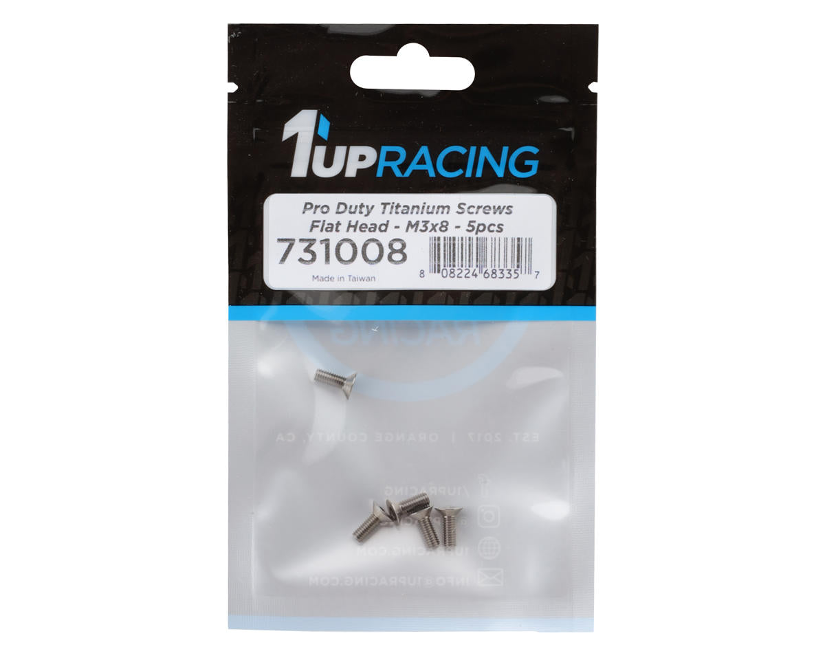 1UP Racing 3mm Titanium Pro Duty Flat Head Screws (5) (3x8mm)