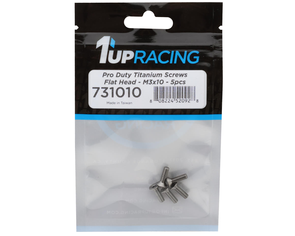 1UP Racing 3mm Titanium Pro Duty Flat Head Screws (5) (3x10mm)