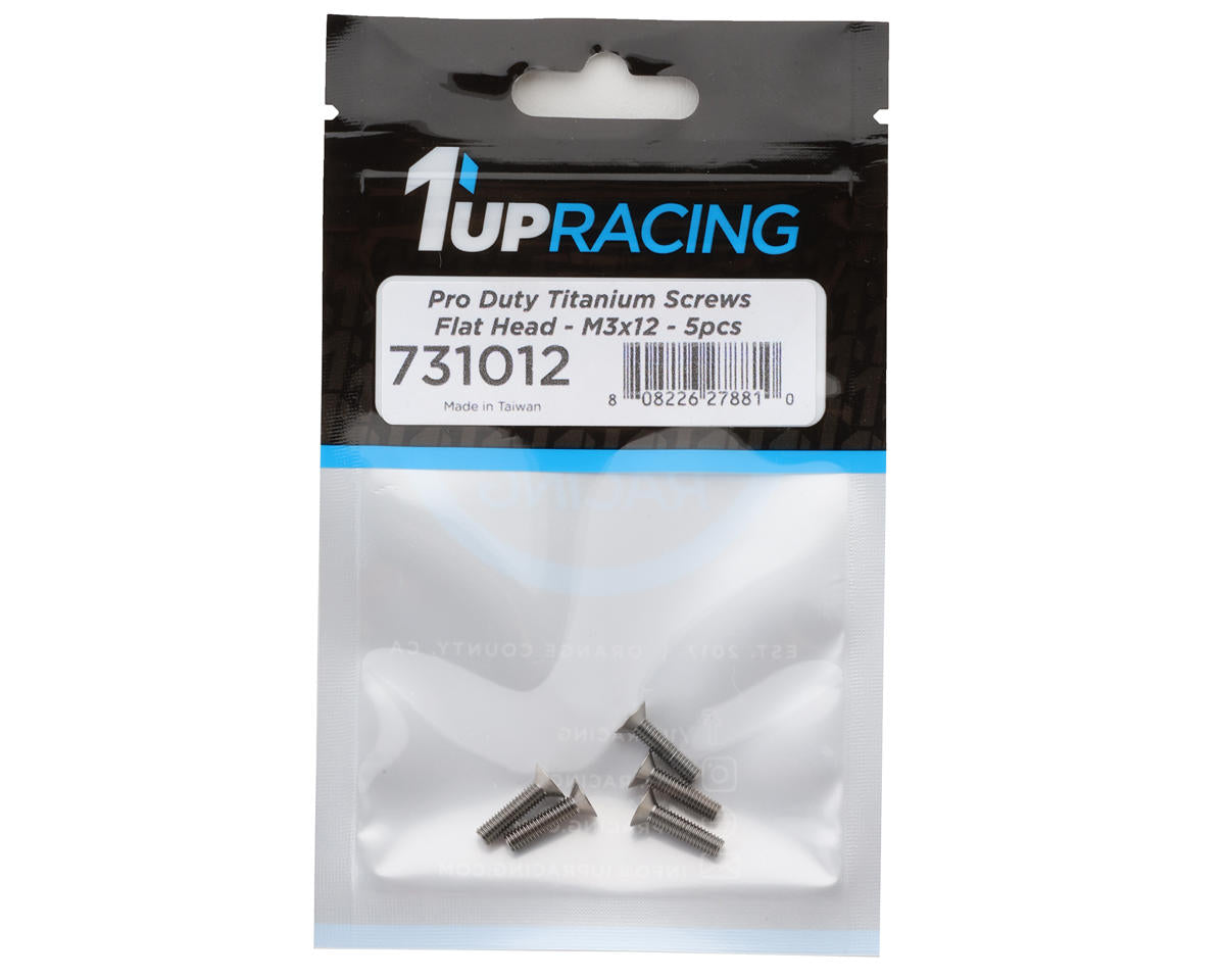 1UP Racing 3mm Titanium Pro Duty Flat Head Screws (5) (3x12mm)