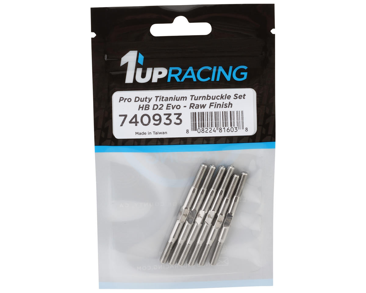 1UP Racing HB Racing D2 Evo Pro Duty Titanium Turnbuckle Set (Silver)