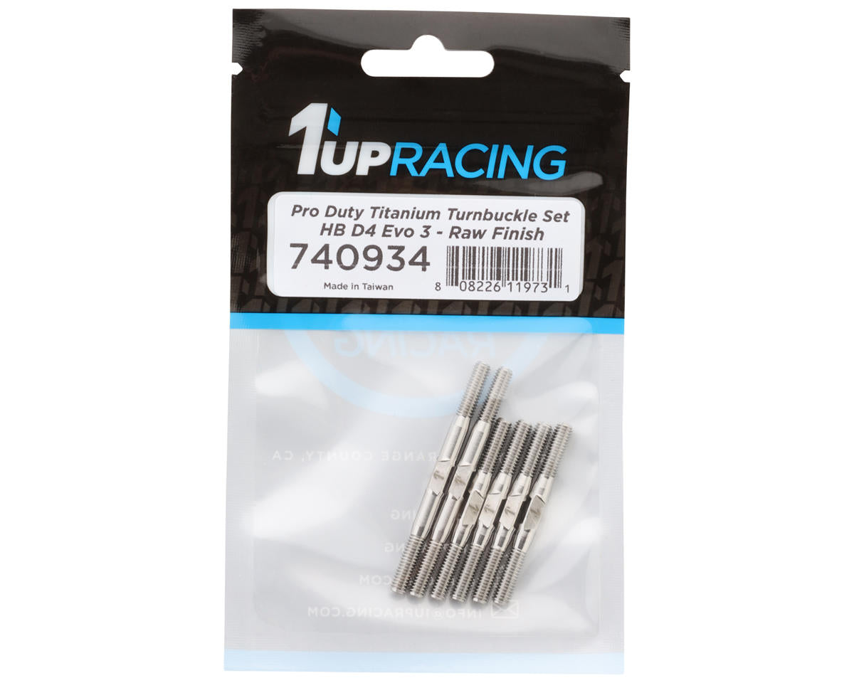 1UP Racing HB Racing D4 Evo 3 Pro Duty Titanium Turnbuckle Set (Silver)