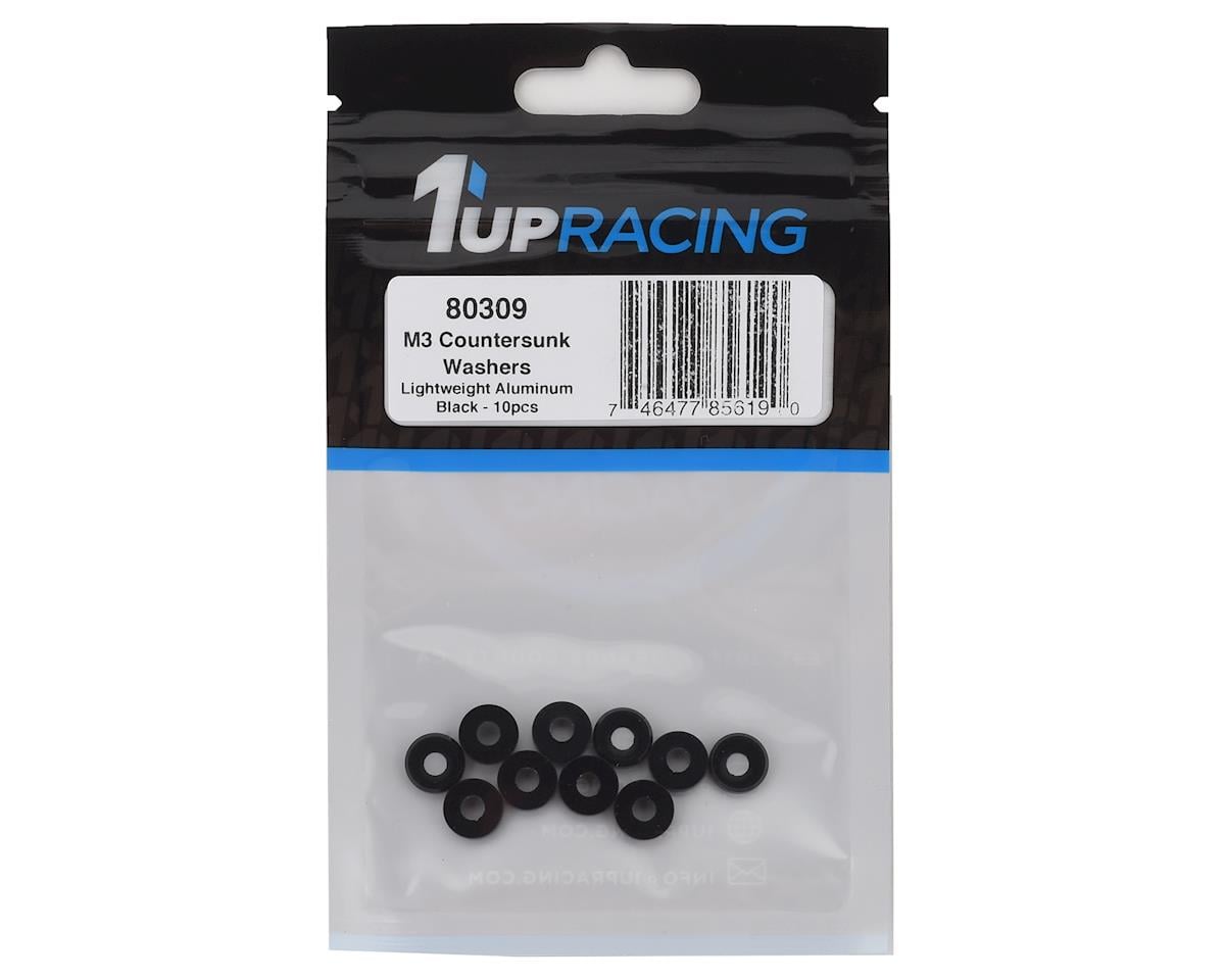 1UP Racing 3mm Countersunk Washers (Black) (10)