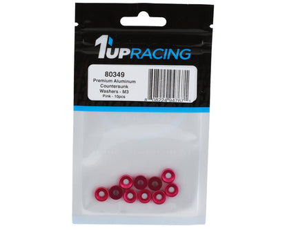 1UP Racing 3mm Countersunk Washers (Pink) (10)