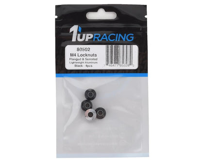 1UP Racing 4mm Serrated Aluminum Locknuts (Black) (4)