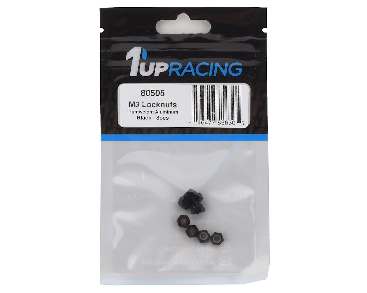1UP Racing 3mm Aluminum Locknuts (Black) (8)