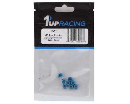 1UP Racing 3mm Aluminum Locknuts (Blue) (8)