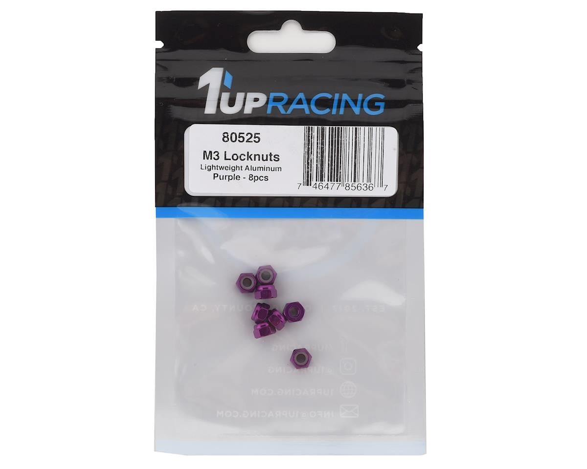 1UP Racing 3mm Aluminum Locknuts (Purple) (8)