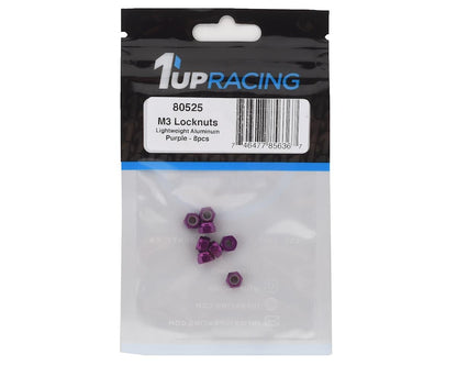 1UP Racing 3mm Aluminum Locknuts (Purple) (8)