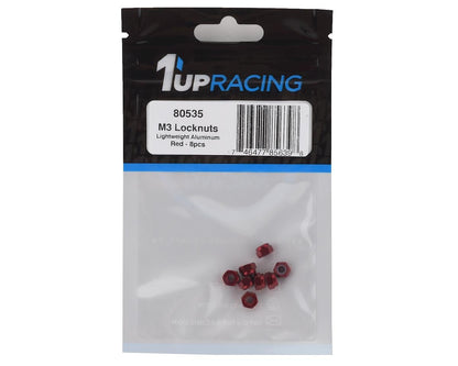 1UP Racing 3mm Aluminum Locknuts (Red) (8)