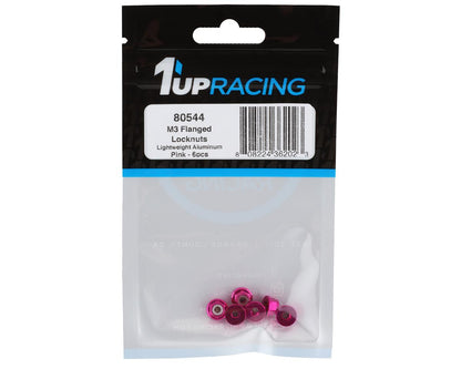 1UP Racing 3mm Aluminum Flanged Locknuts (Pink) (6)