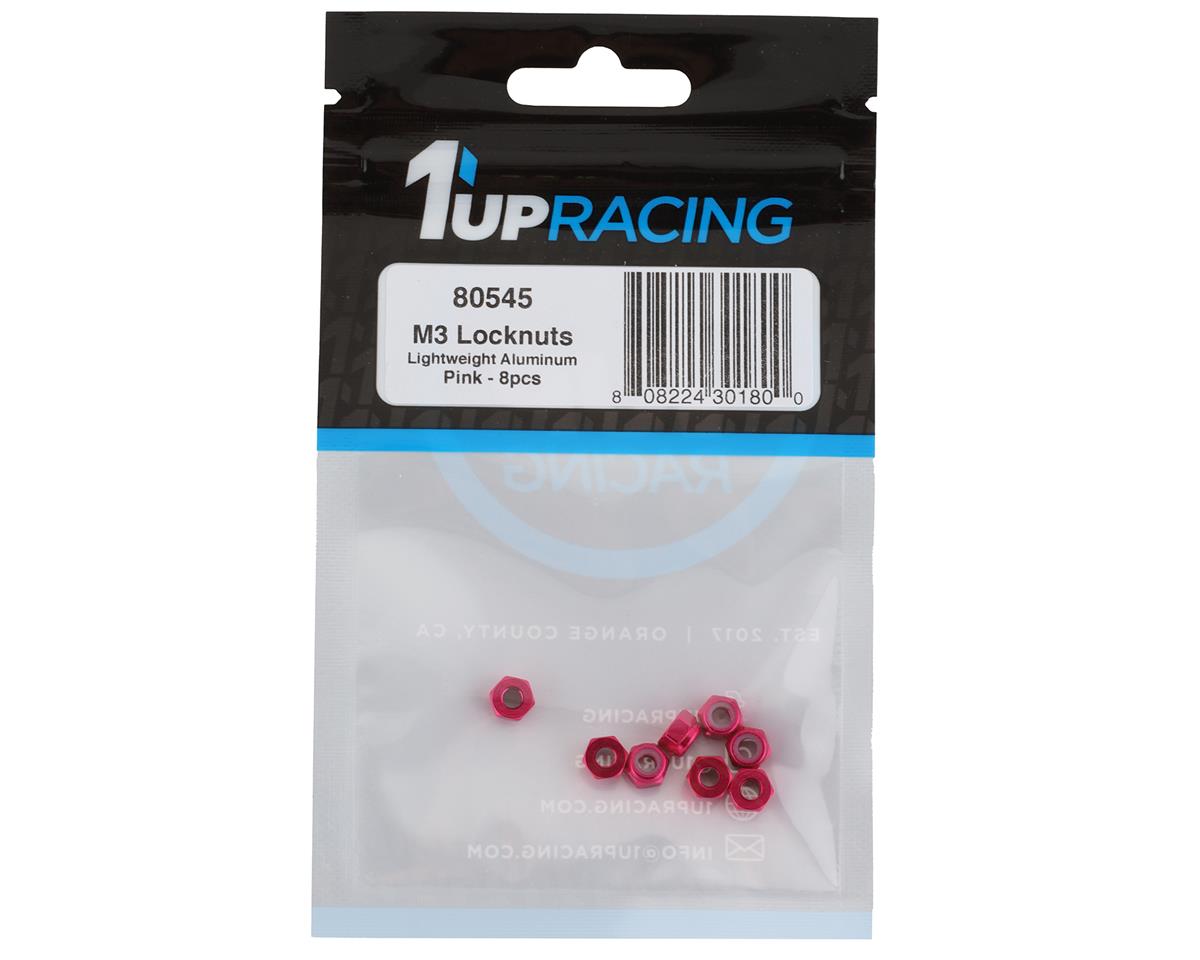 1UP Racing 3mm Aluminum Locknuts (Pink) (8)