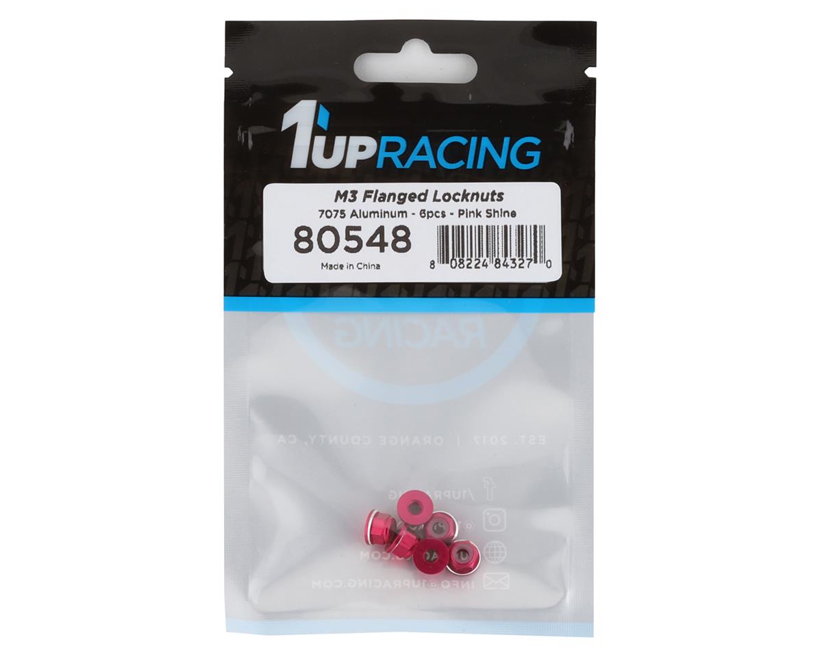 1UP Racing 3mm Aluminum Flanged Locknuts w/Chamfered Finish (Pink) (6)