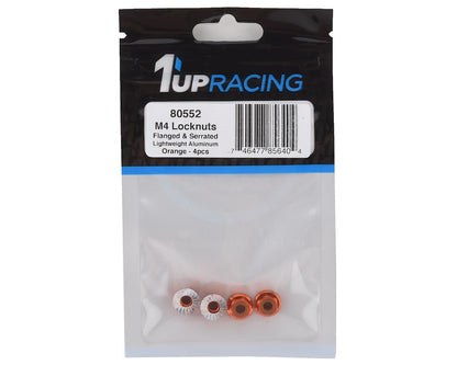 1UP Racing 4mm Serrated Aluminum Locknuts (Orange) (4)