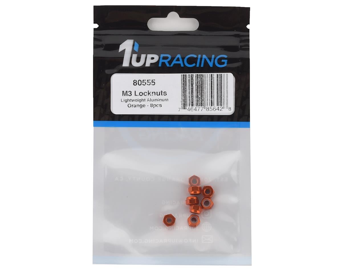 1UP Racing 3mm Aluminum Locknuts (Orange) (8)