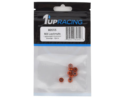 1UP Racing 3mm Aluminum Locknuts (Orange) (8)
