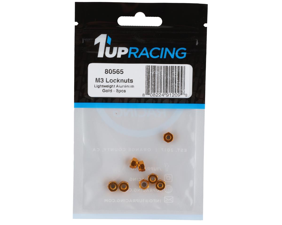1UP Racing 3mm Aluminum Locknuts (Gold) (8)