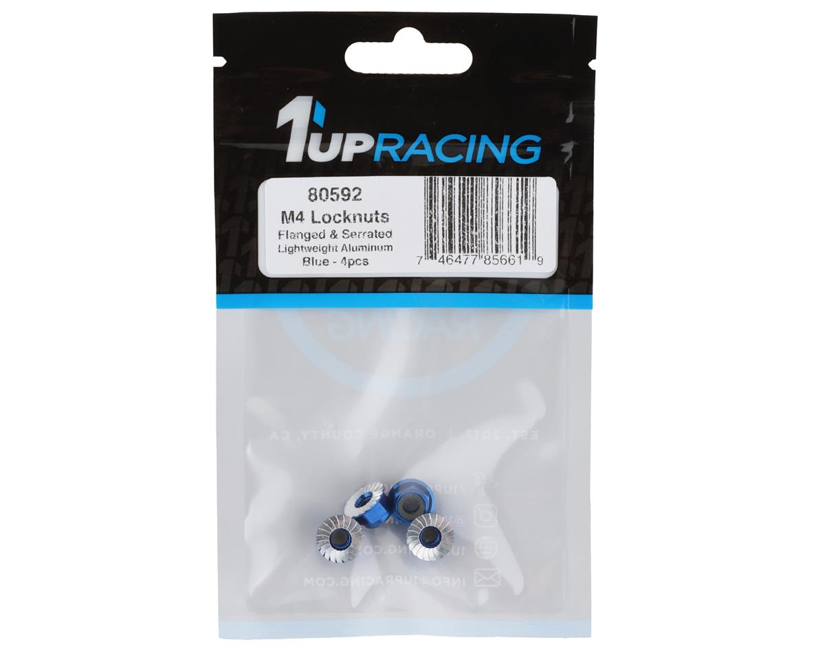 1UP Racing 4mm Serrated Aluminum Locknuts (Dark Blue) (4)