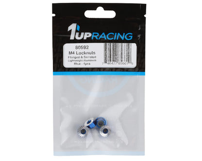 1UP Racing 4mm Serrated Aluminum Locknuts (Dark Blue) (4)