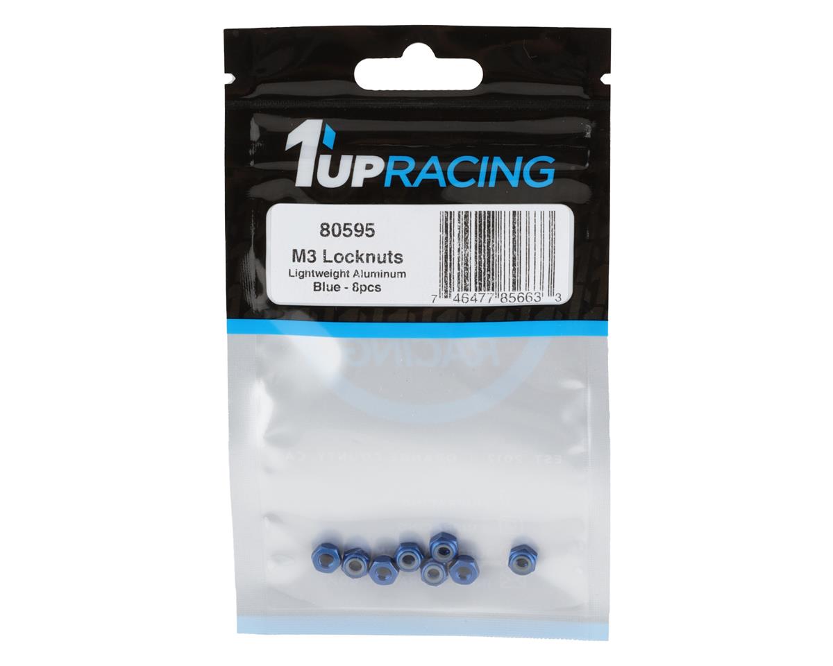 1UP Racing 3mm Aluminum Locknuts (Dark Blue) (8)