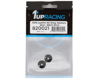 1UP Racing 3mm LowPro Wing Washers (Black Shine) (2)