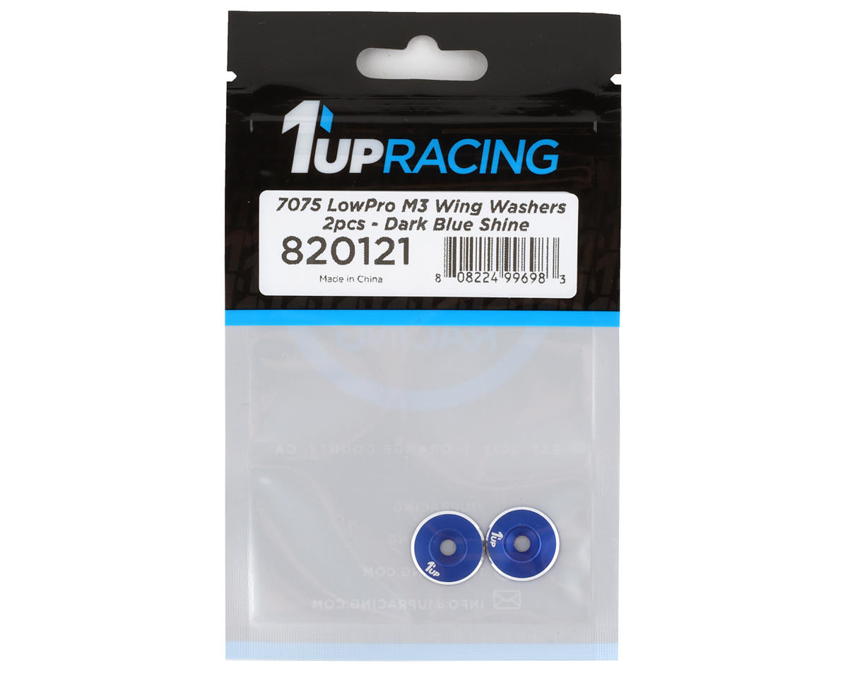 1UP Racing 3mm LowPro Wing Washers (Dark Blue Shine) (2)