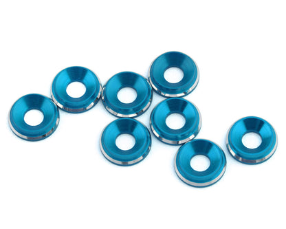 1UP Racing 3mm LowPro Countersunk Washers (Bright Blue Shine) (8)